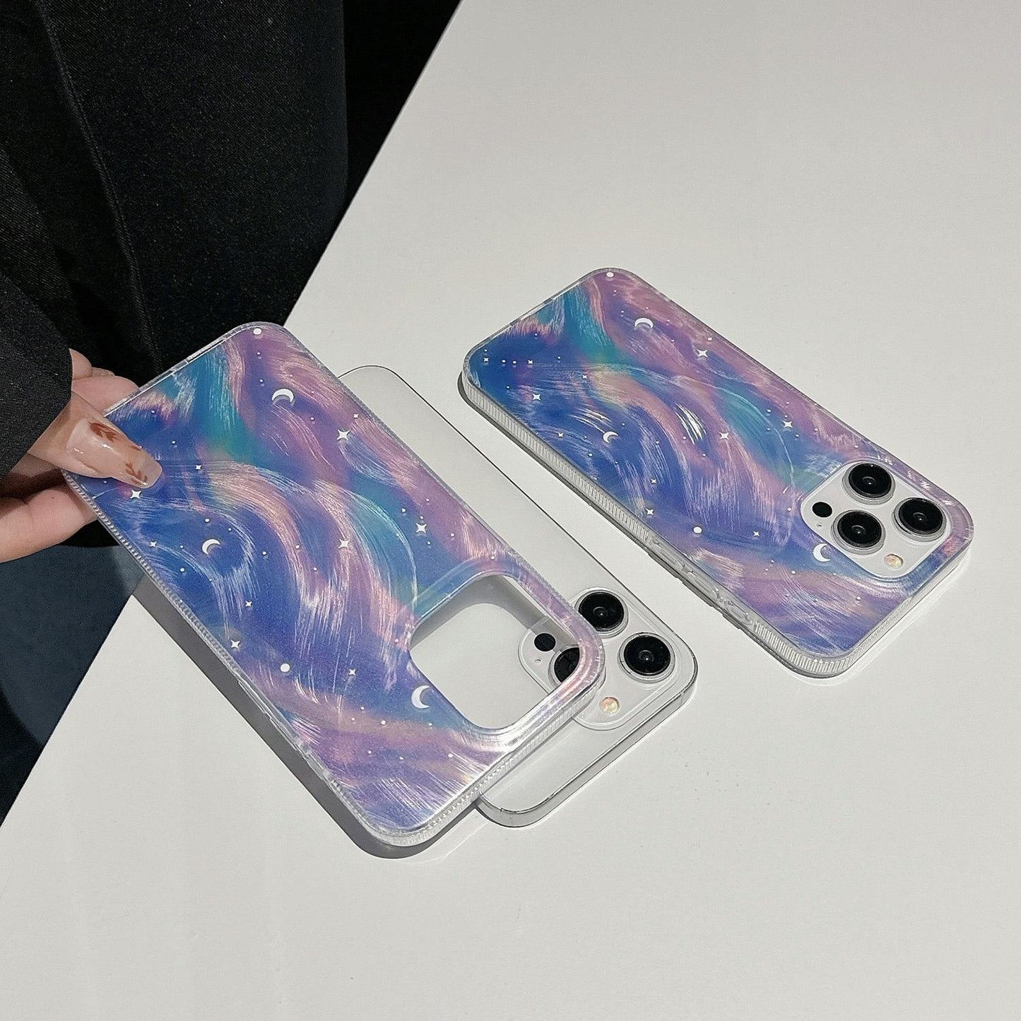 Blue Dream Starry Gradient Dual Layer Iphone 15 Acrylic Tpu Case