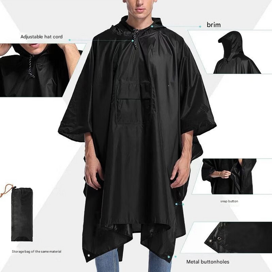 Orange 3-in-1 Multifunctional Outdoor Rain Poncho - Ground Mat & Shelter - Lightweight & Waterproof for Hiking & Camping