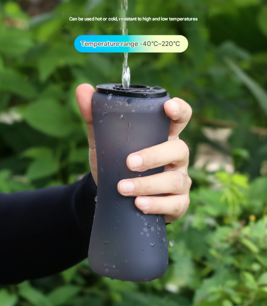 Yellow Collapsible Handheld Running Flask - 350ml Lightweight Silicone Water Bottle with Bite Valve