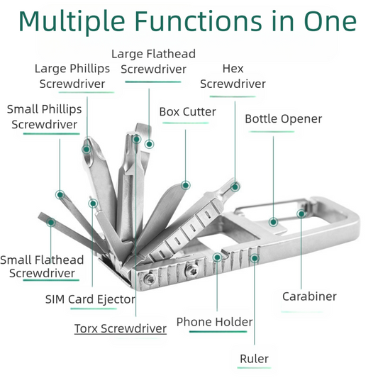 13-in-1 Stainless Steel Carabiner Multi-Tool