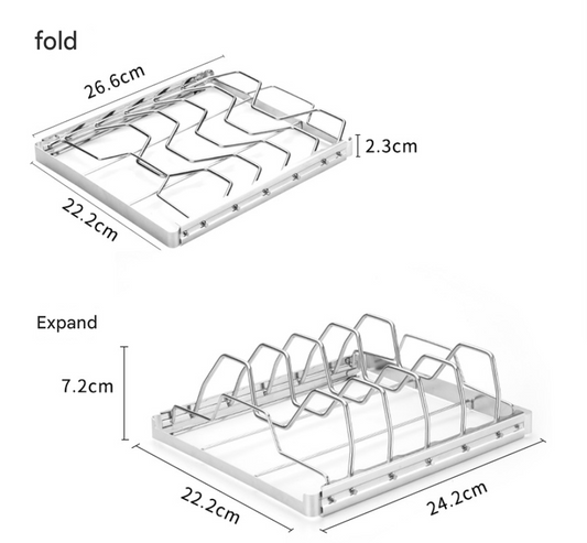 2-Pack Foldable Stainless Steel Rib Racks(26.6 x 22.2 x 2.3 cm)