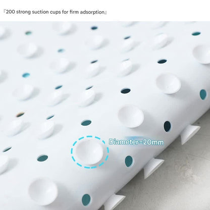 Non-Slip PVC Bath & Shower Mat with Suction Cups and Drainage Holes - Cartoon Ocean Theme(Dark-haired Mermaid)