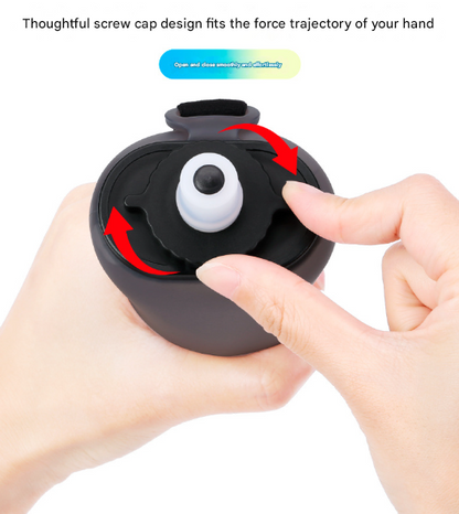 Black Collapsible Handheld Running Flask - 350ml Lightweight Silicone Water Bottle with Bite Valve