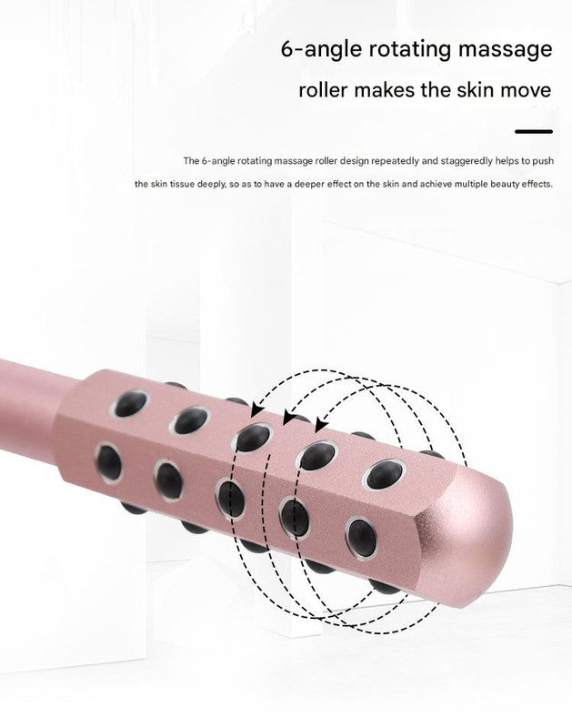 Light Pink Germanium Stone Facial Roller - Uplifting & Sculpting Beauty Massager for Face and Body