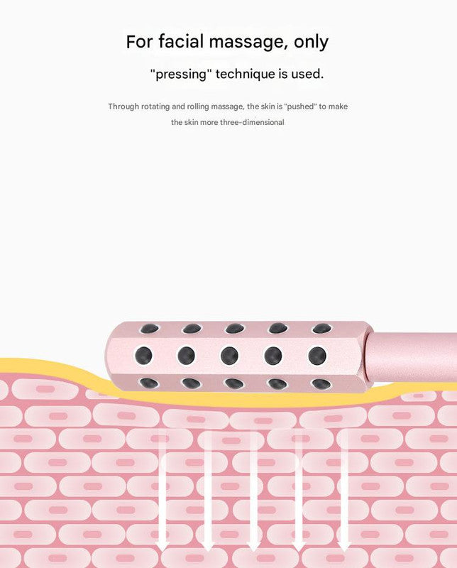 Light Pink Germanium Stone Facial Roller - Uplifting & Sculpting Beauty Massager for Face and Body