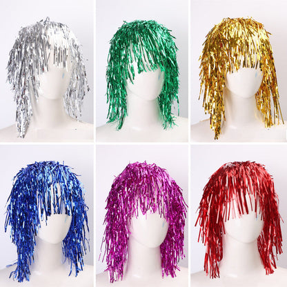 Party tinsel wig-assorted colour - Red